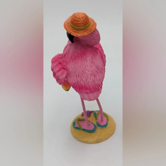 Beachy Pink Flamingo Resin Figurine in Flip Flops - Picture 5 of 9